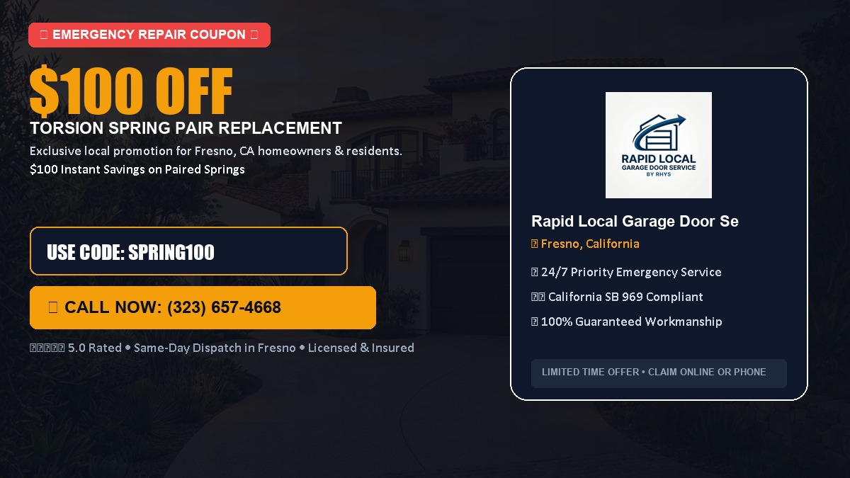 $100 OFF Heavy-Duty Torsion Spring Pair Replacement in Fresno, CA